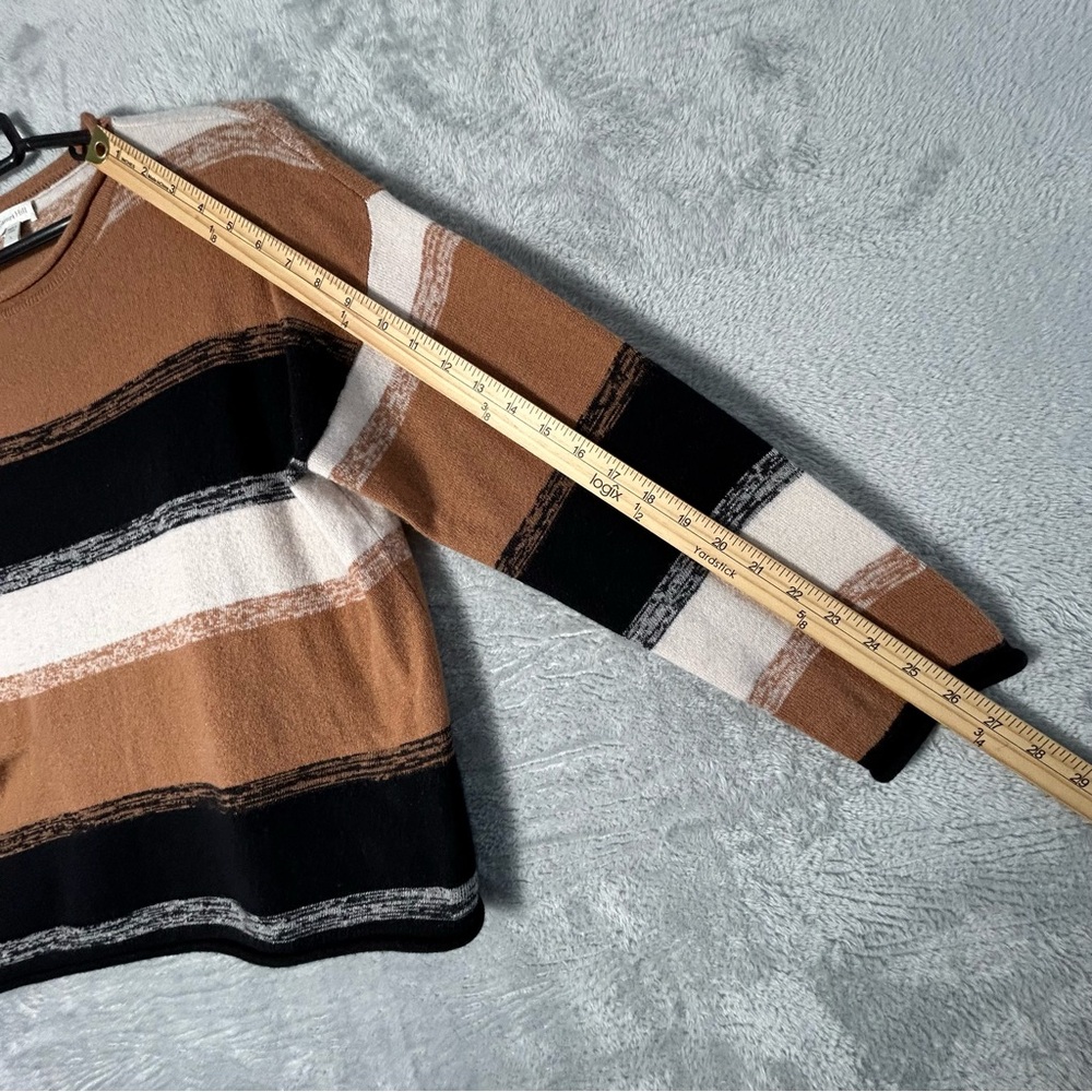 Garnet Hill Easy Cashmere Pocket Sweater Womens Large Striped Cozy Luxury Boxy - Picture 8 of 12